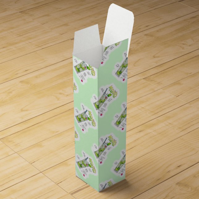 BOTTLE GIFT BOXES - MOJITO RECIPE COCKTAIL ART (Opened)