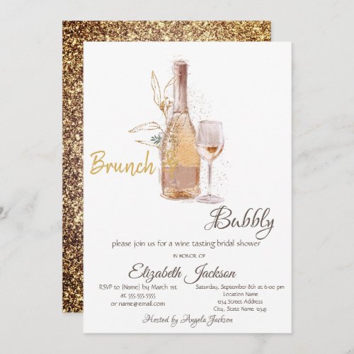 Bottle GlassGlitter Bridal Shower  Invitation