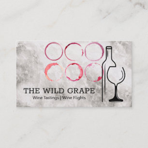 Bottle Glass Logo Wine Stains Marble Business Card