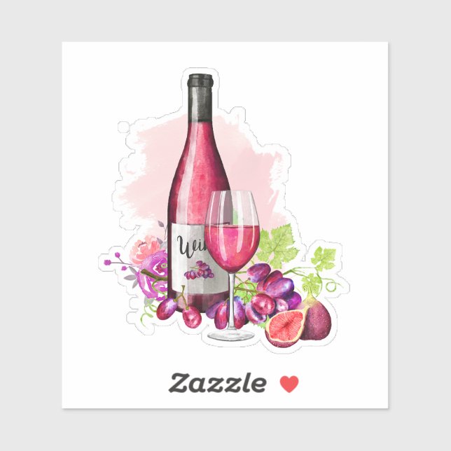 Bottle & Glass of Wine Sticker (Sheet)