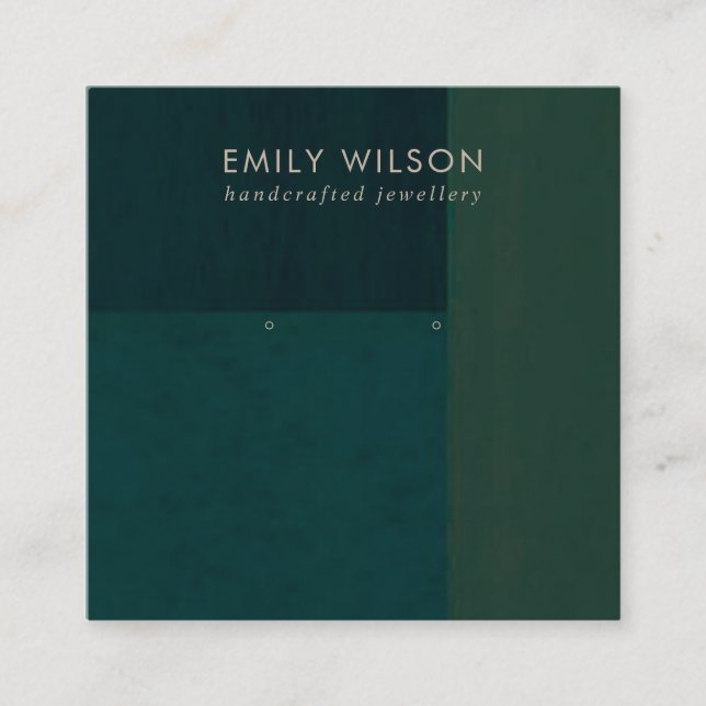 BOTTLE GREEN COLOR BLOCK STUD EARRING DISPLAY CARD (Front)