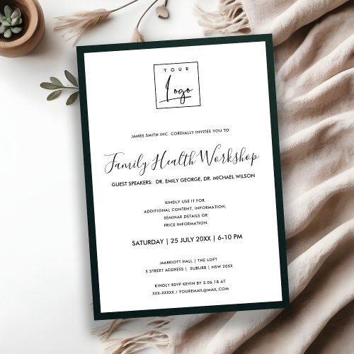 BOTTLE GREEN VELVET SILK YOUR LOGO WORKSHOP EVENT INVITATION