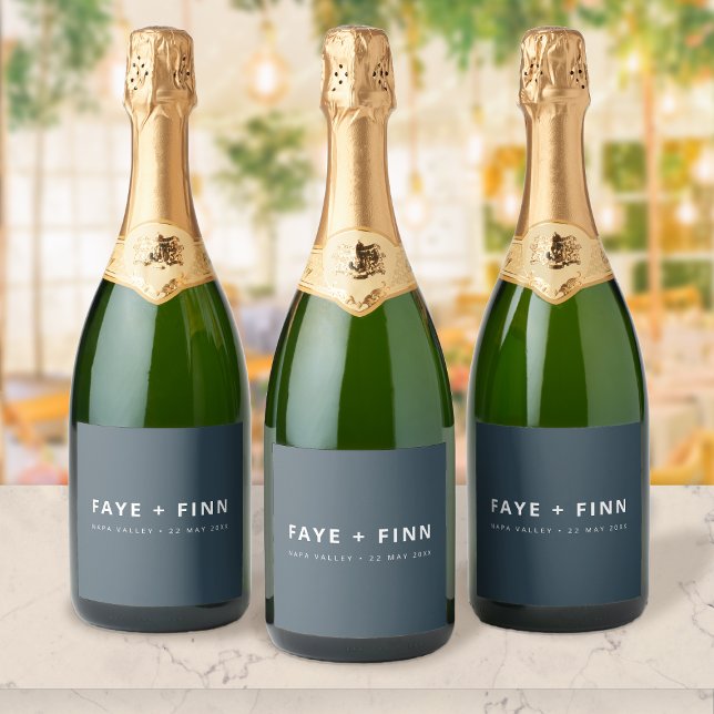 Bottle Labels Wedding | Blue Champagne Favor Label (Custom wedding bottle labels that make favors, toasts, and tables feel polished)