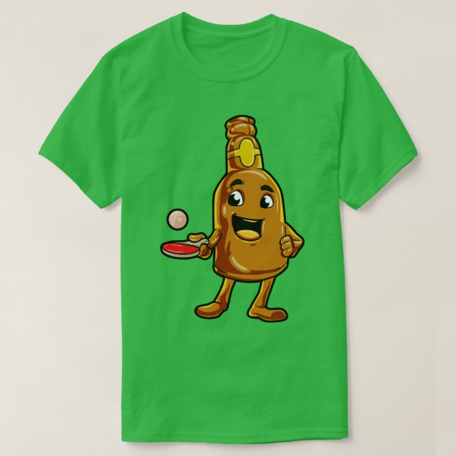 Bottle of beer as Beer Pong with Table tennis ball T-Shirt (Design Front)