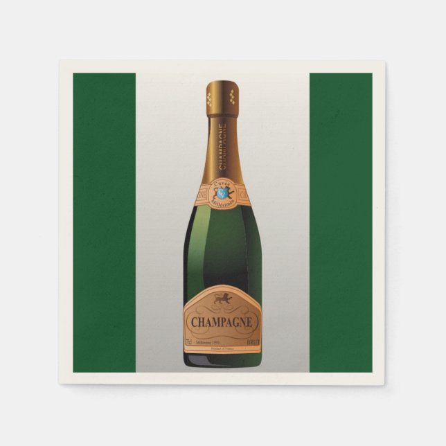 BOTTLE OF CHAMPAGNE PAPER NAPKINS (Front)