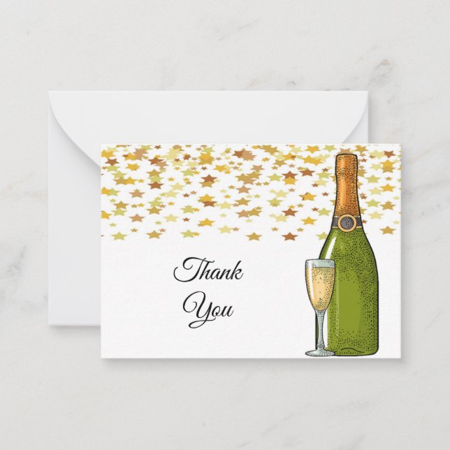 Bottle of Champagne Thank You Cards (Front)