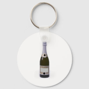 Bottle of Champagne with blank label Keychain