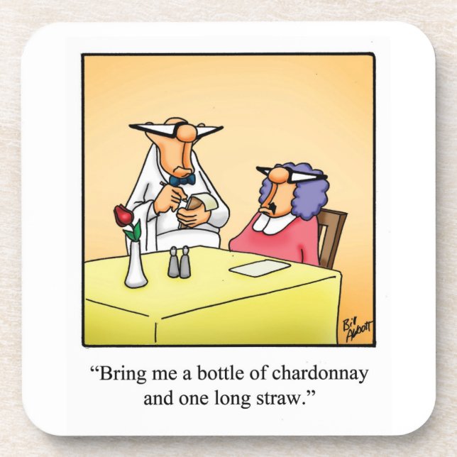 "Bottle Of Chardonnay, Long Straw Coasters (Front)