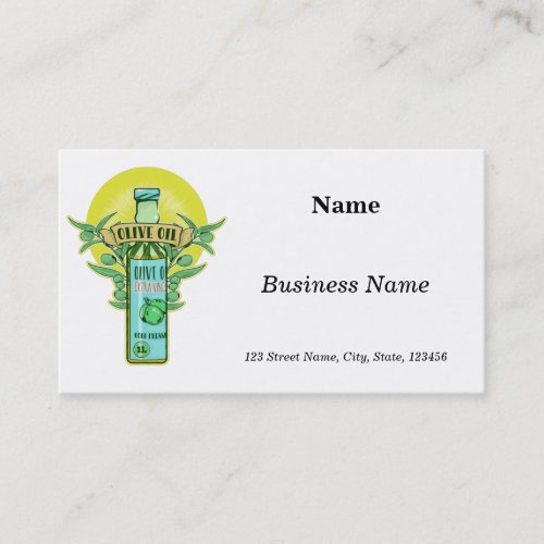 Bottle of olive oil business card