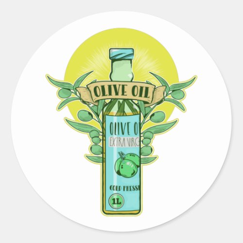 Bottle of olive oil classic round sticker