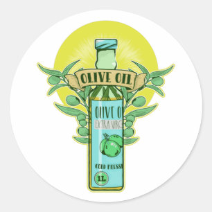 Bottle of olive oil classic round sticker