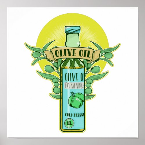 Bottle of olive oil poster