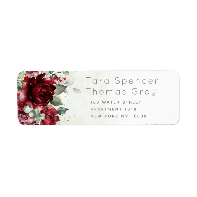 Bottle Of Peonies Wedding Plain Envelope Address Label (Front)