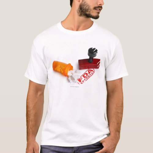 Bottle of Pills and a FDA APPROVED rubber stamp T_Shirt