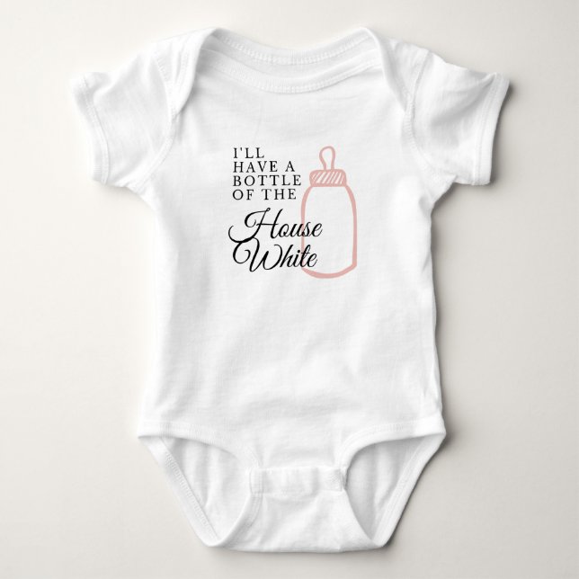 Bottle Of The House White Funny Boy Girl Baby Bodysuit (Front)