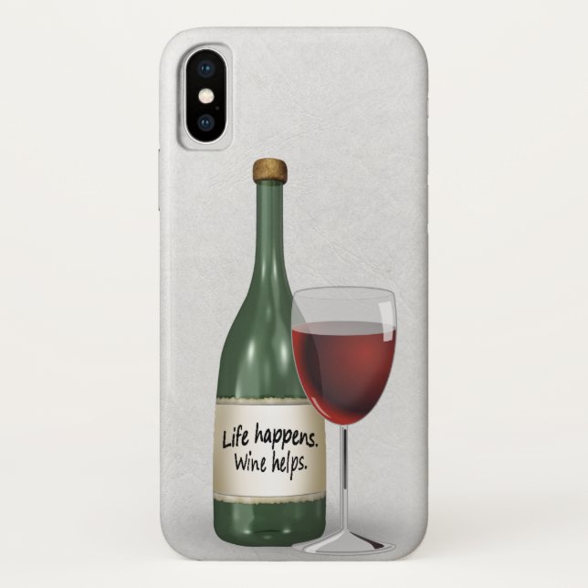 Bottle of wine and glass with quote Case-Mate iPhone case (Back)