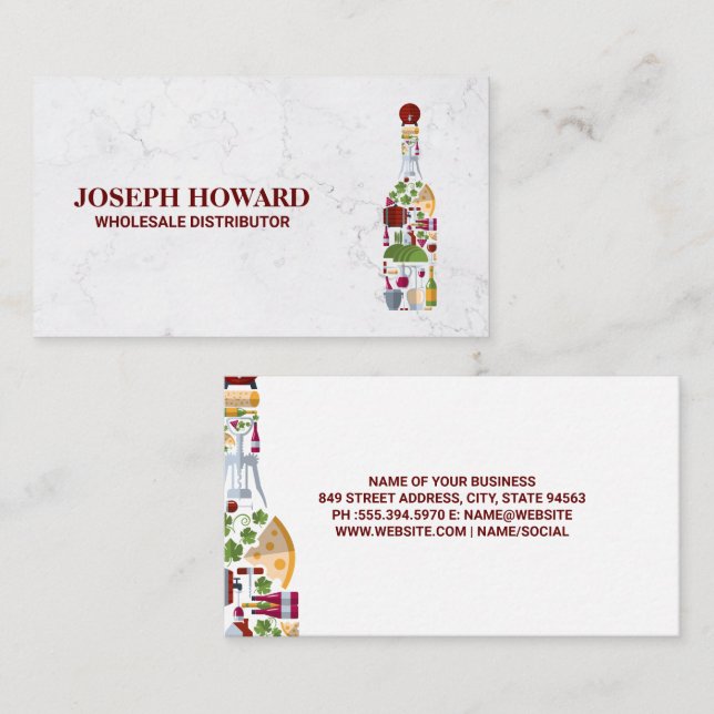 Bottle of Wine Composition Business Card (Front/Back)