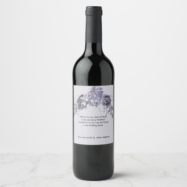 Bottle of Wine Maid of Honor Request Label (Front)