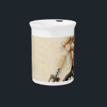 Bottle of Wine Pitcher<br><div class="desc">A nice photo setting with a bottle of wine, wine stoppers, bottle opener and a nice easy background. Great gifts for wine lovers and a nice decorations for vineyards, vine cellars and restaurants.</div>