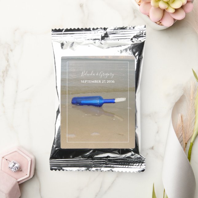 Bottle On Beach Sand Wedding  Coffee Drink Mix (Wedding)