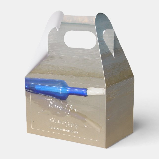 Bottle On Beach Sand Wedding Favor Boxes (Front Side)
