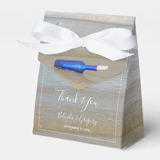 Bottle On Beach Sand Wedding Favor Boxes (Front Side)