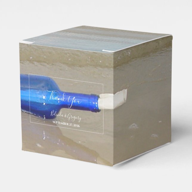 Bottle On Beach Sand Wedding Favor Boxes (Front Side)