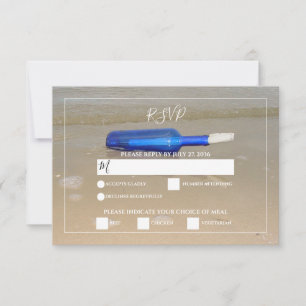 Bottle On Beach Sand Wedding RSVP Card