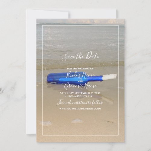 Bottle On Beach Sand Wedding Save The Date