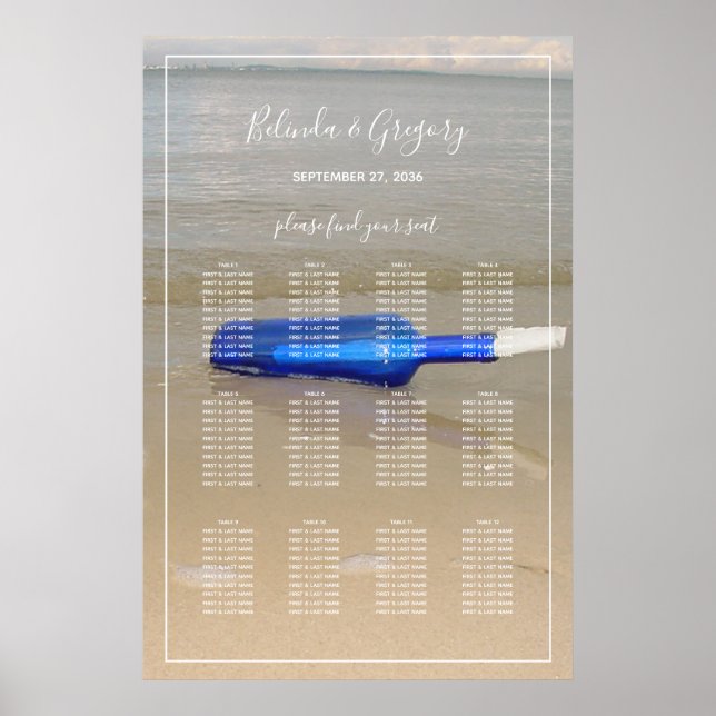 Bottle On Beach Sand Wedding Seating Chart (Front)
