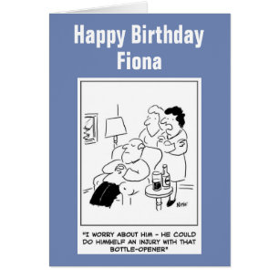 Bottle opener injury cartoon cards