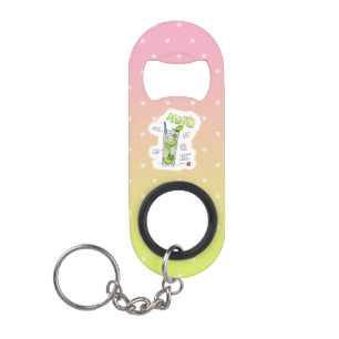 BOTTLE OPENER KEYCHAIN, MOJITO RECIPE COCKTAIL ART
