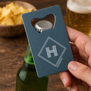 Bottle Opener Modern Geometric Monogram Initial