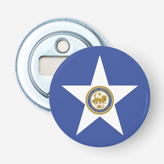 Bottle opener with Flag of Houston (Front)