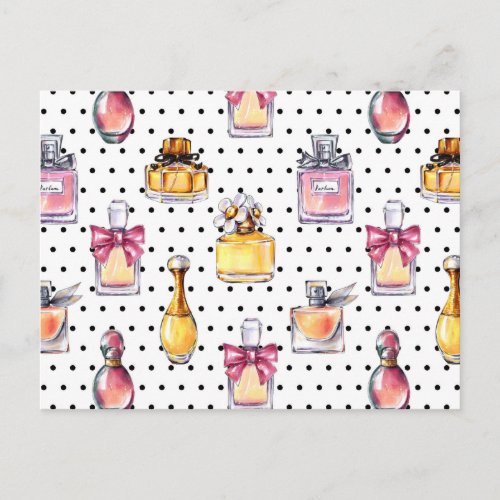 Bottle Pattern perfume Holiday Postcard