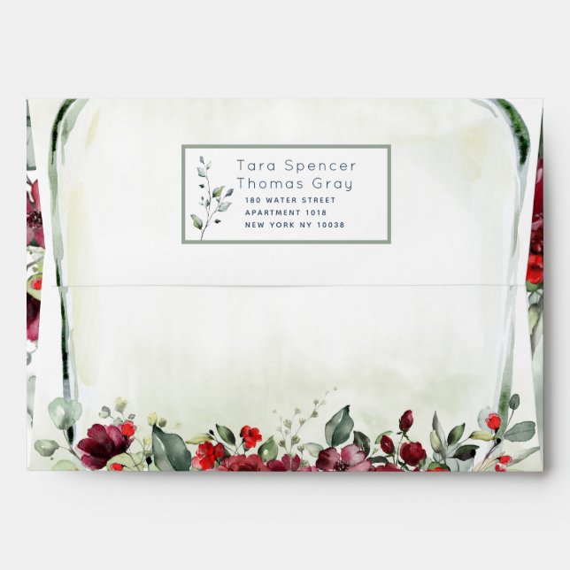 Bottle Peonies Wedding Invitation Suite Envelope (Back (Top Flap))