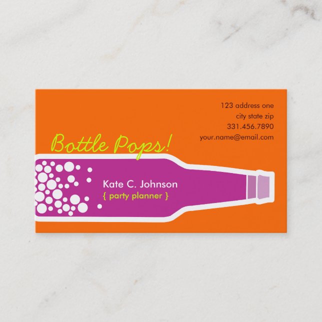 Bottle Pops Pink Fun Custom Profile Business Card (Front)