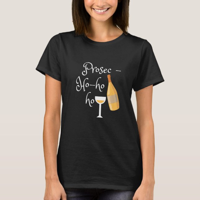 Bottle Prosec Glass Christmas Holiday Good Mood T-Shirt (Front)