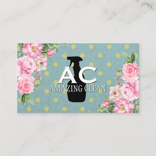 Bottle Spray | Polka Dot Spray | Flowers Business Card (Front)