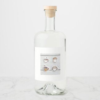 bottle with cups liquor bottle label