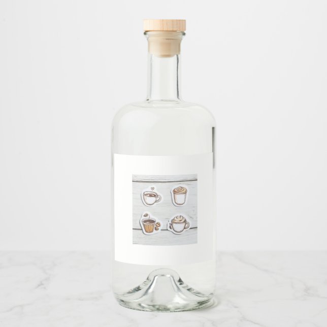 bottle with cups liquor bottle label (Front)