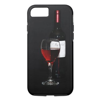 Bottle With Red Wine  Red Wine Glass Iphone 8/7 Case by myworldtravels at Zazzle