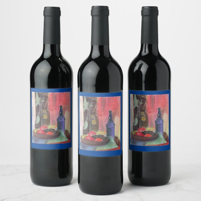 Bottle with wine still life design label  (Bottles)