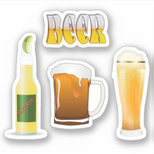 Bottled Beer, Beer Mug, I Love Beer Sticker