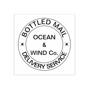 Bottled Mail Delivery Service funny customizable Rubber Stamp