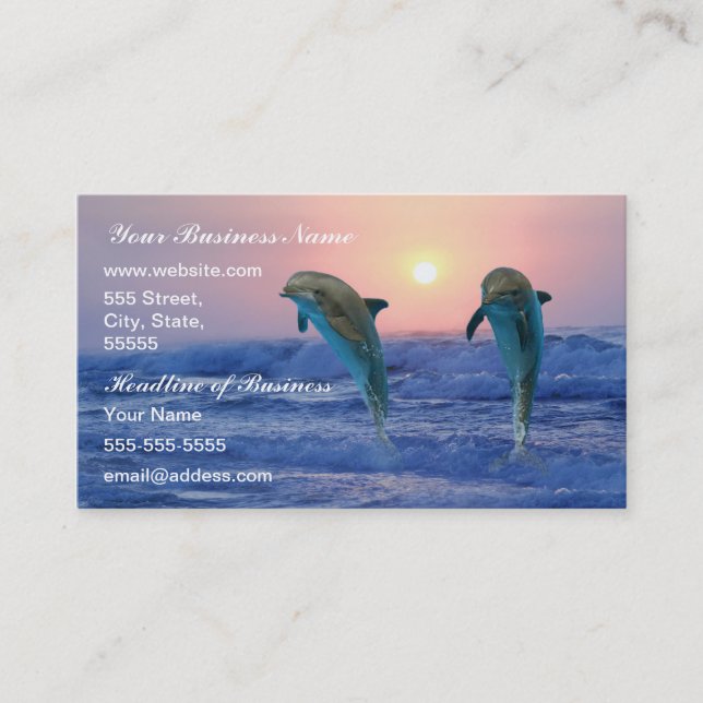 Bottlenose Dolphin at Sunrise Business Card (Front)