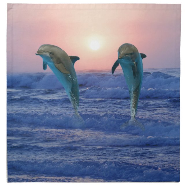 Bottlenose Dolphin at Sunrise Cloth Napkin (Front)