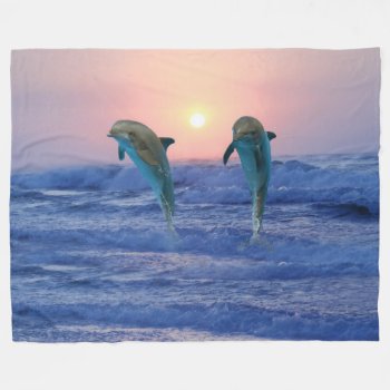 Bottlenose Dolphin At Sunrise Fleece Blanket by laureenr at Zazzle