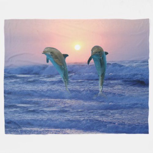 Bottlenose Dolphin at Sunrise Fleece Blanket