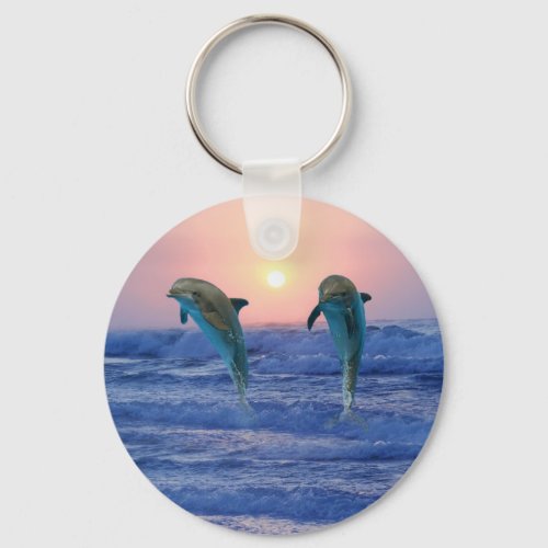 Bottlenose Dolphin at Sunrise Keychain